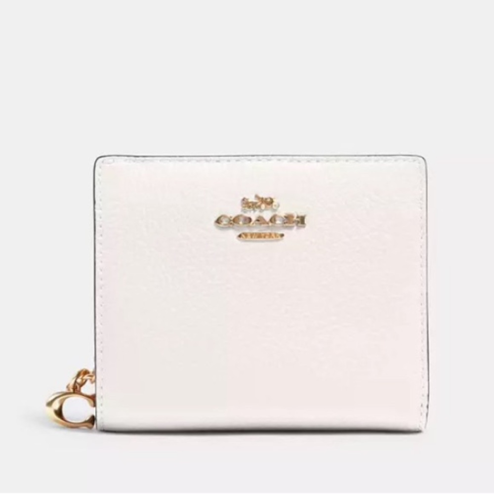 Coach White Brown Snap Wallet